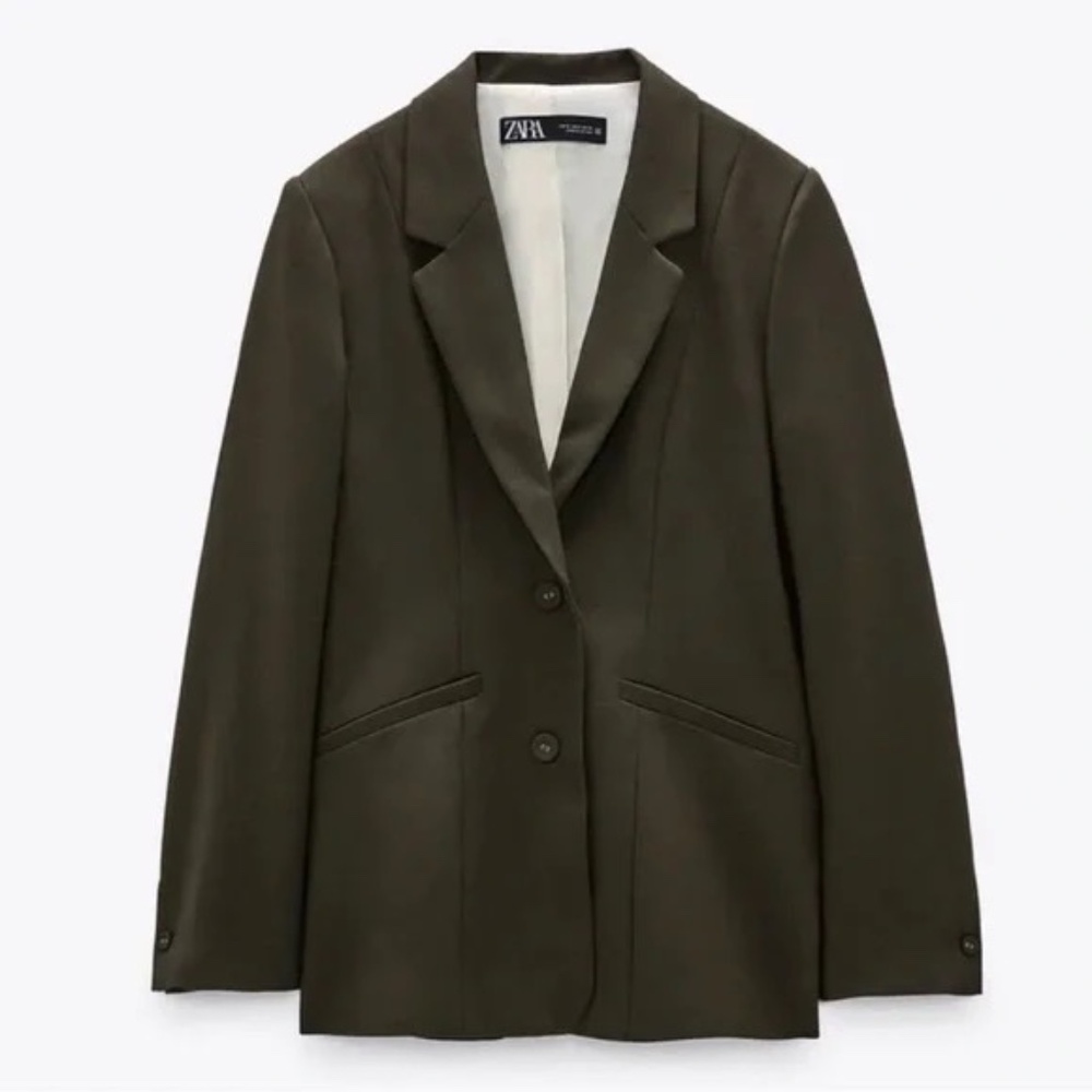 NWT Zara Tailored Double Button Blazer in Khaki